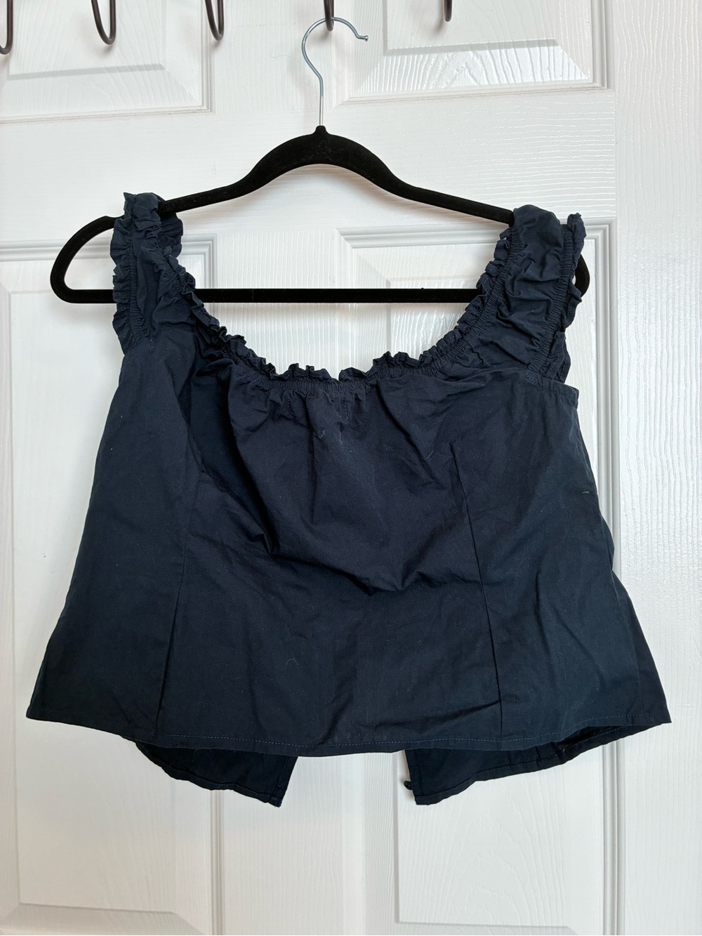 Motel Rocks Navy Ruffle cottage core top - Picture 3 of 3